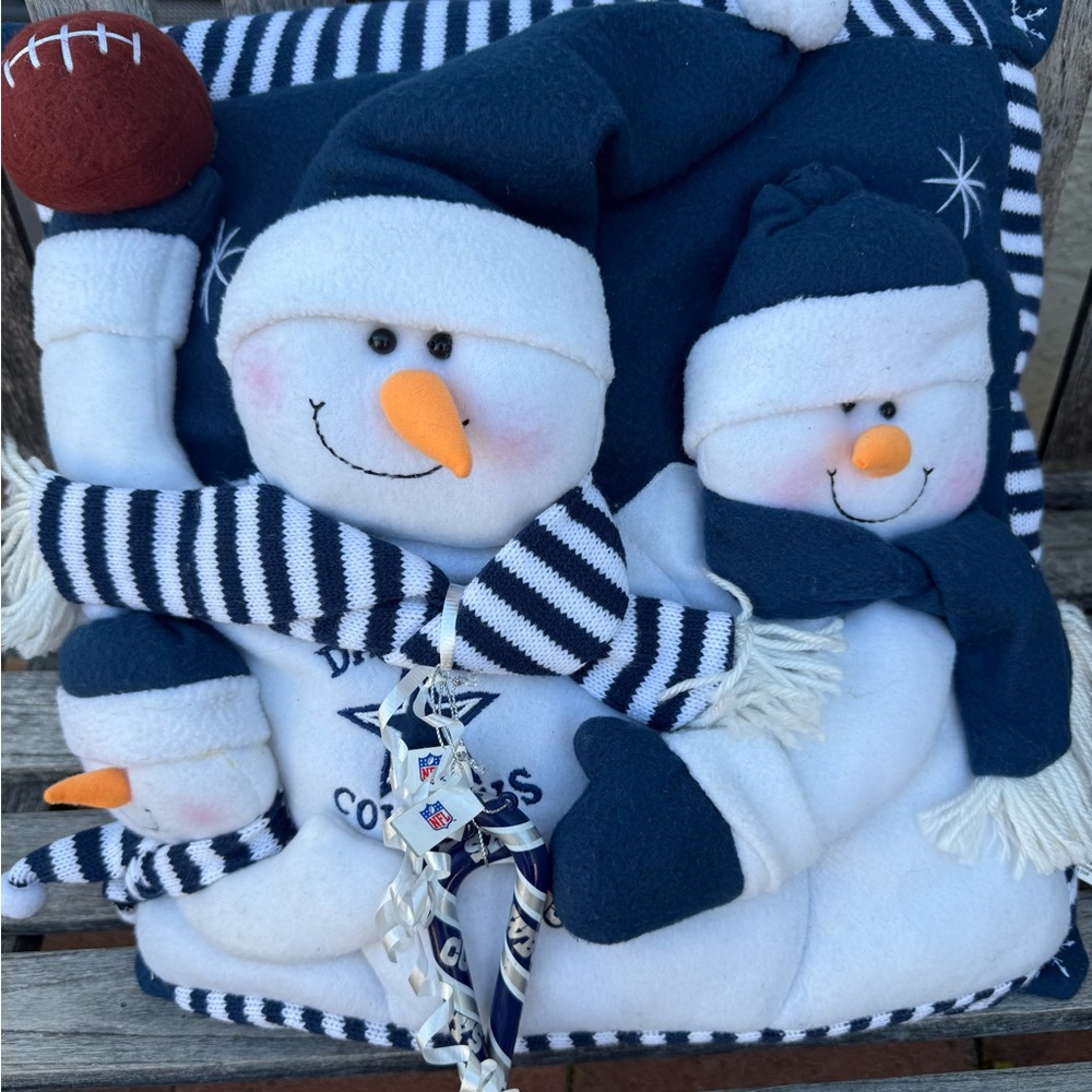 Snowman Family Pillow with Football